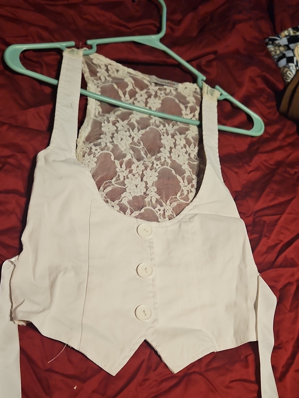 Imagination White Floral Lace Button Up Top - Size S